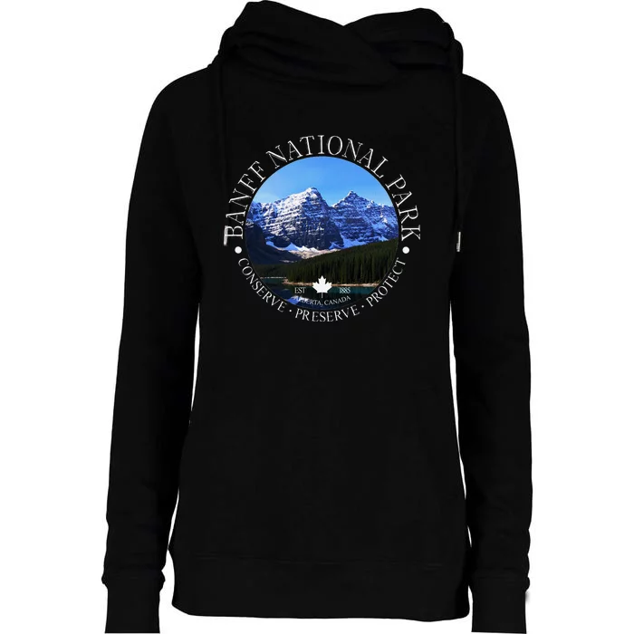 Banff National Park Conservation Gift Womens Funnel Neck Pullover Hood