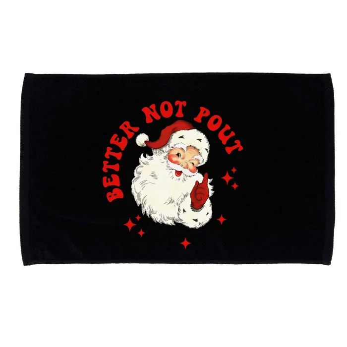 Better Not Pout Cute Santas Face Funny Christmas Saying Microfiber Hand Towel