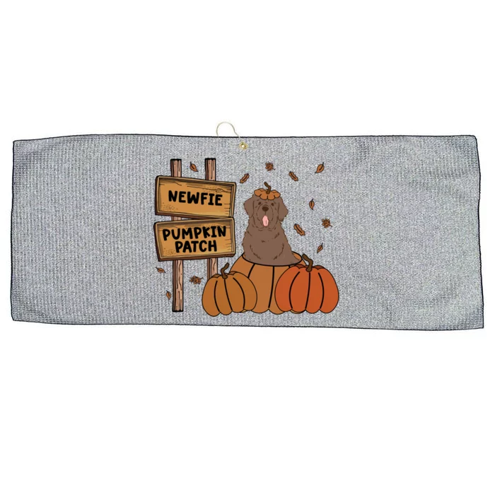 Brown Newfie Pumpkin Patch Dog Lovers Thanksgiving Halloween Great Gift Large Microfiber Waffle Golf Towel