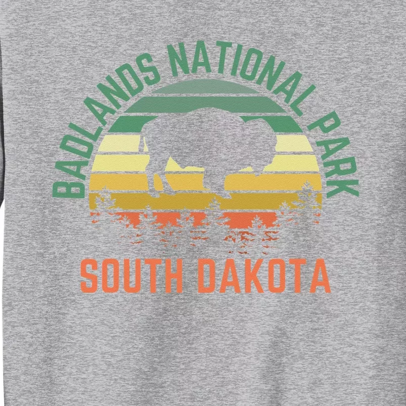 Badlands National Park South Dakota Buffalo Retro Sunset Tall Sweatshirt