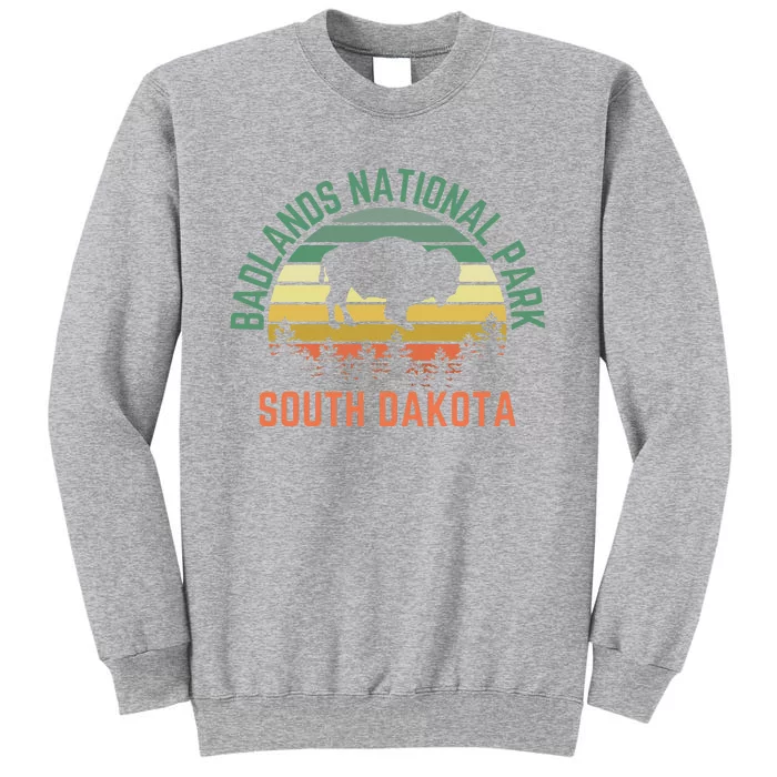 Badlands National Park South Dakota Buffalo Retro Sunset Tall Sweatshirt