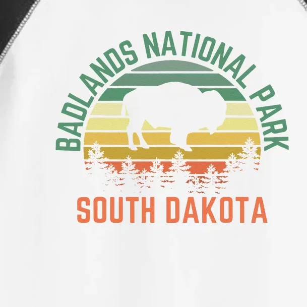 Badlands National Park South Dakota Buffalo Retro Sunset Toddler Fine Jersey T-Shirt