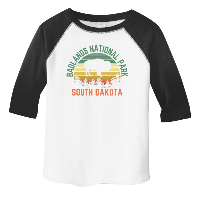 Badlands National Park South Dakota Buffalo Retro Sunset Toddler Fine Jersey T-Shirt