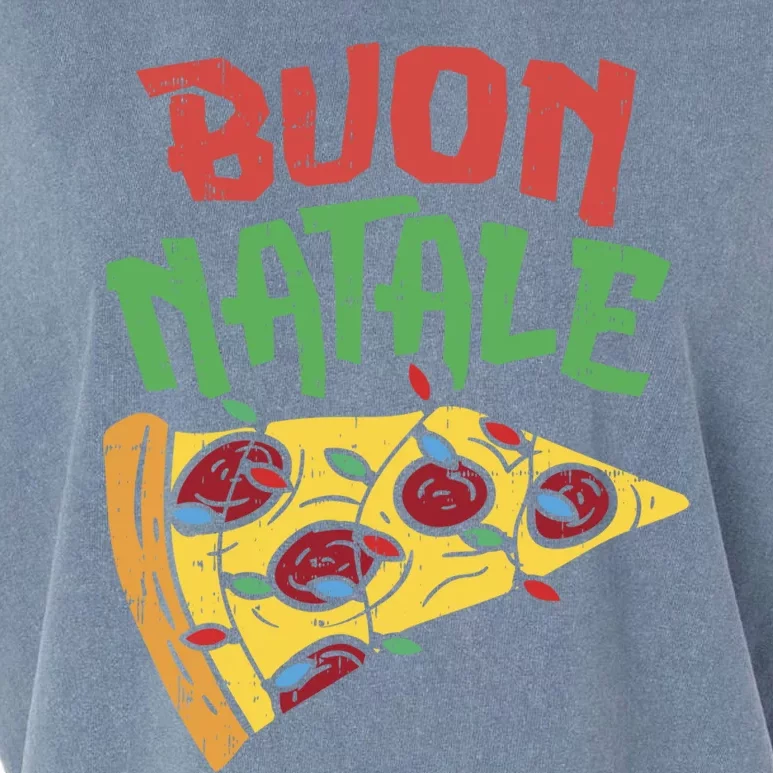 Buon Natale Pizza Funny Italian Christmas Lights Gift Cute Gift Garment-Dyed Women's Muscle Tee