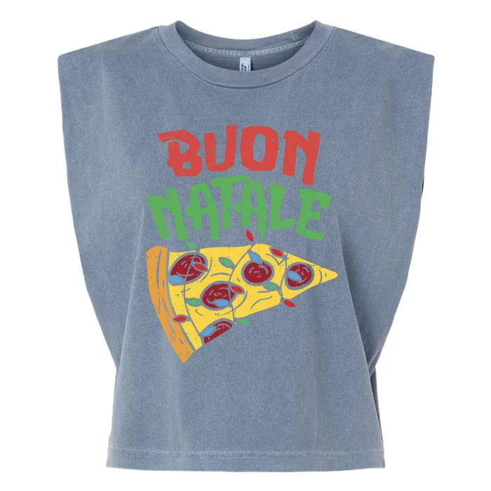 Buon Natale Pizza Funny Italian Christmas Lights Gift Cute Gift Garment-Dyed Women's Muscle Tee