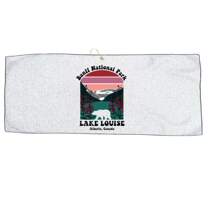 Banff National Park Lake Louise Retro Floral Mountain Large Microfiber Waffle Golf Towel