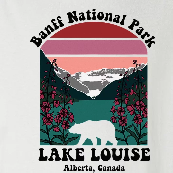 Banff National Park Lake Louise Retro Floral Mountain Toddler Long Sleeve Shirt