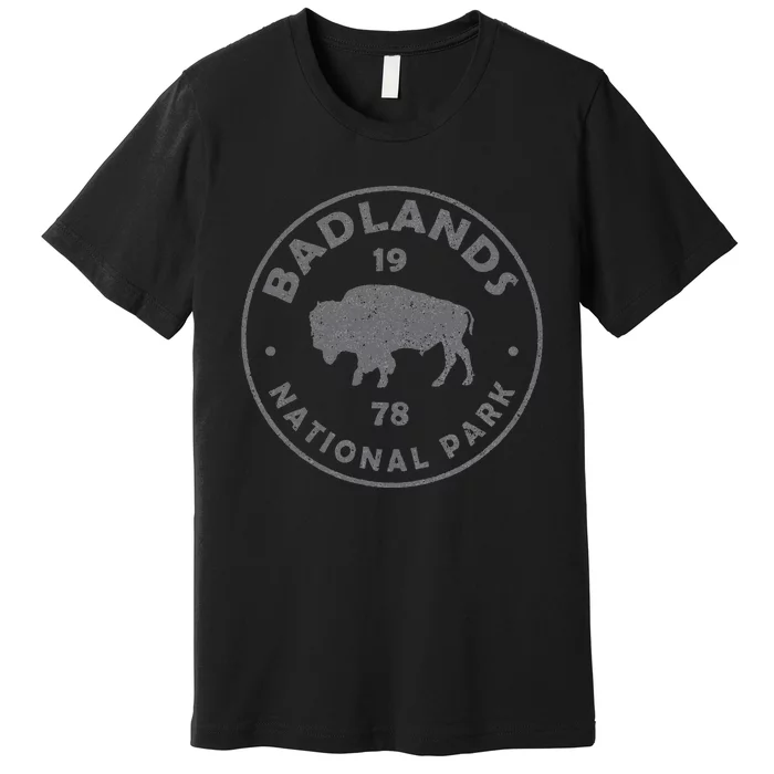 Badlands National Park Bison Vintage Hiking Souvenir Premium T-Shirt