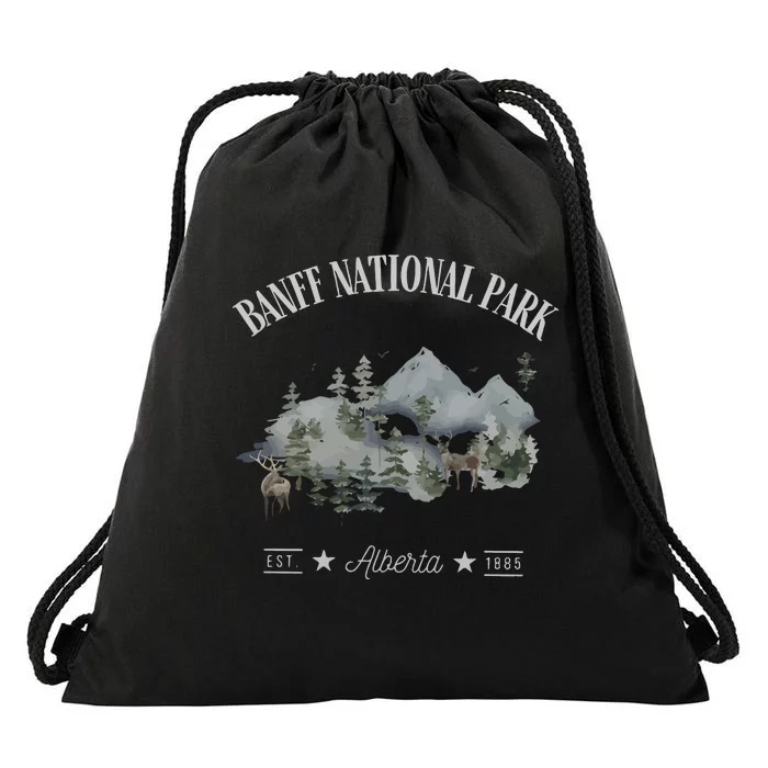 Banff National Park Alberta Rocky Mountain Canada Drawstring Bag