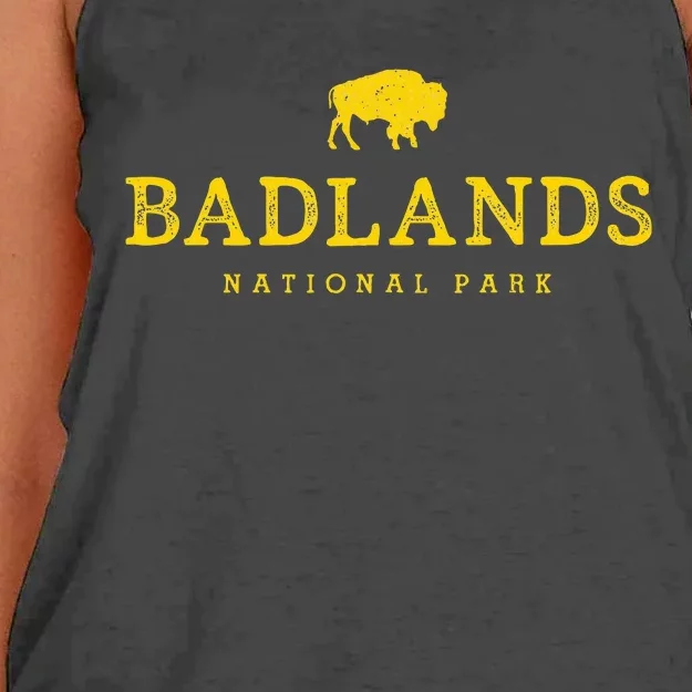 Badlands National Park Bison South Dakota Buffalo Souvenir Women's Knotted Racerback Tank