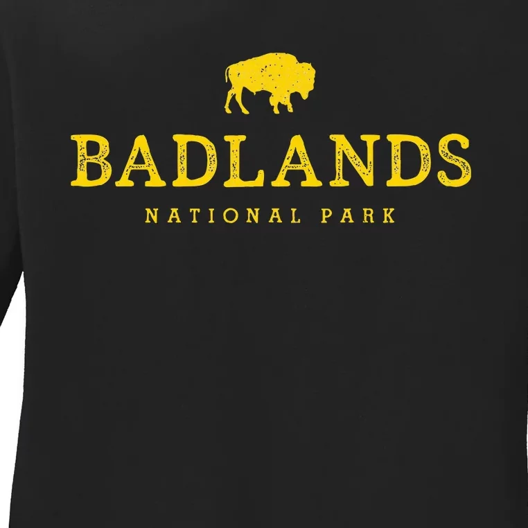 Badlands National Park Bison South Dakota Buffalo Souvenir Ladies Long Sleeve Shirt