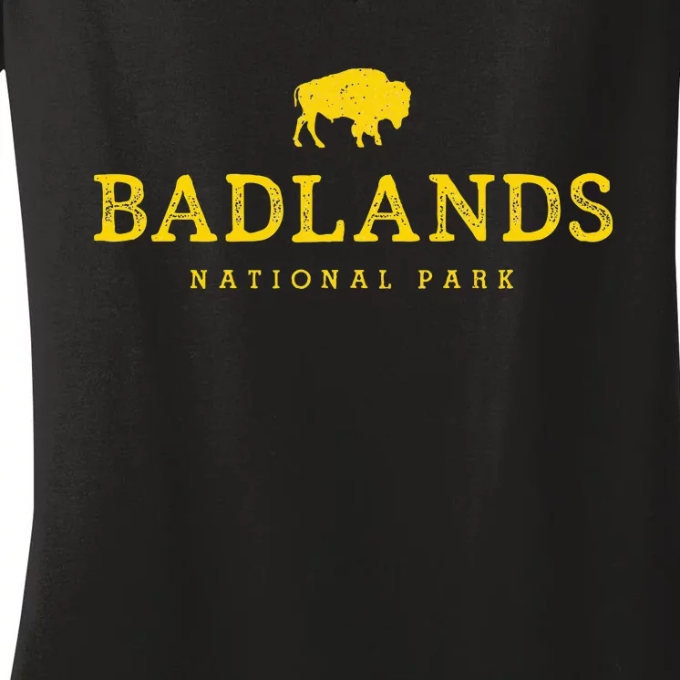 Badlands National Park Bison South Dakota Buffalo Souvenir Women's V-Neck T-Shirt