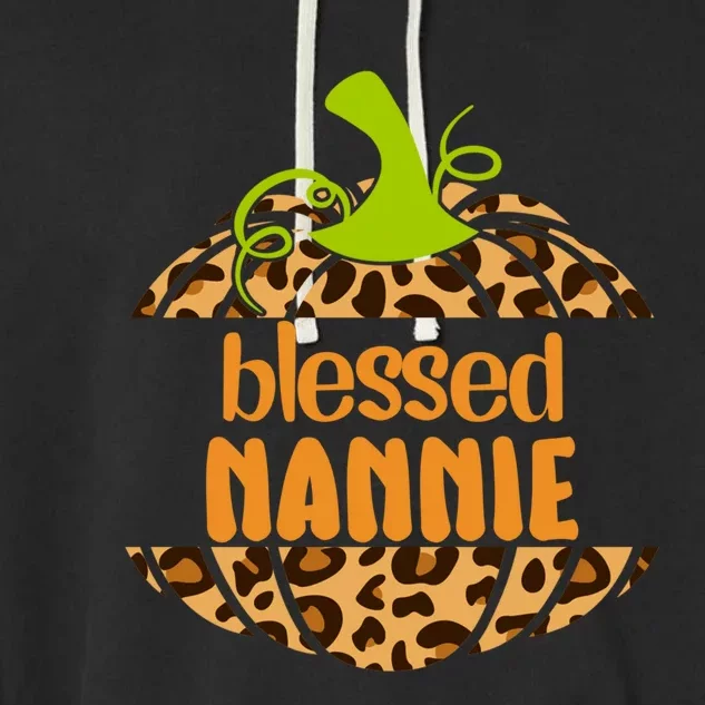 Blessed Nannie Pumpkin Leopard Thankful Grateful Meaningful Gift Garment-Dyed Fleece Hoodie