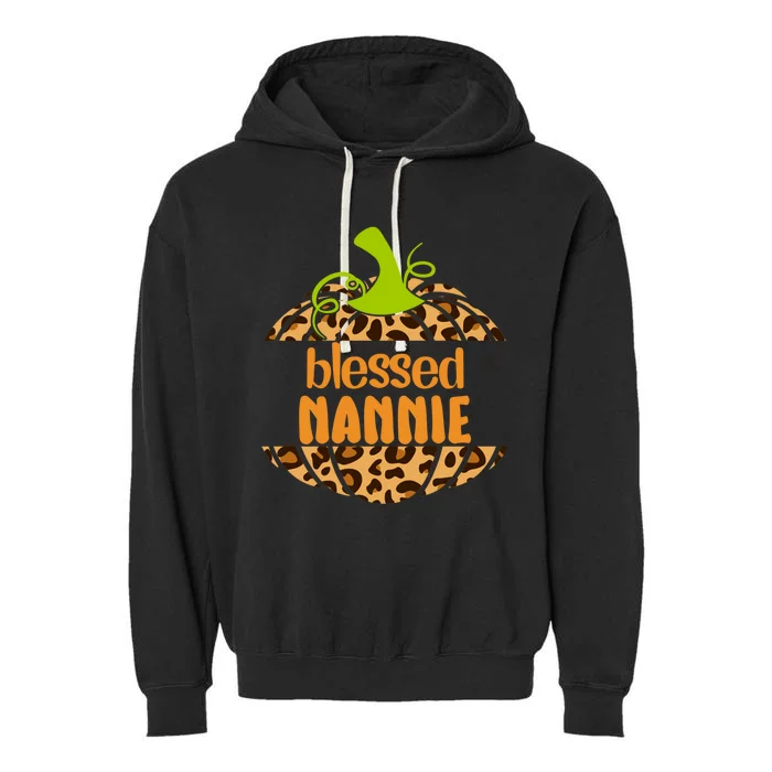 Blessed Nannie Pumpkin Leopard Thankful Grateful Meaningful Gift Garment-Dyed Fleece Hoodie