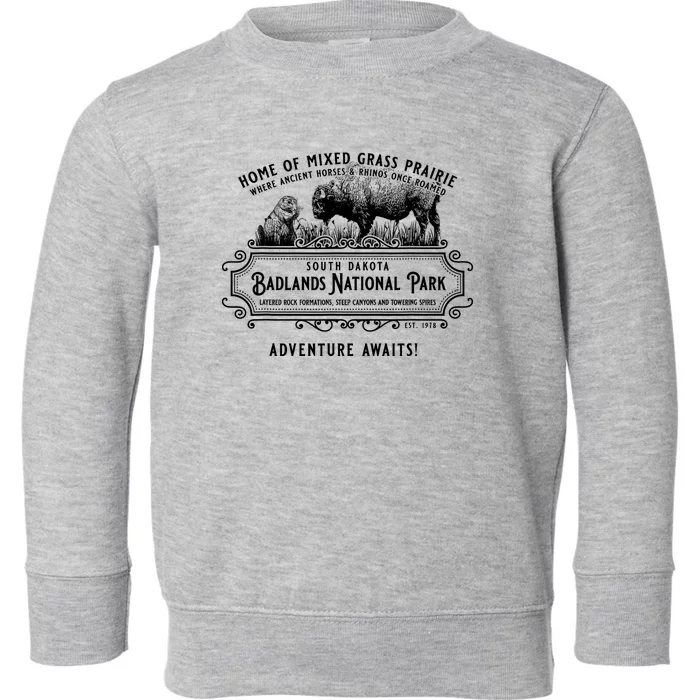 Badlands National Park South Dakota Bison Prairie Dog Toddler Sweatshirt