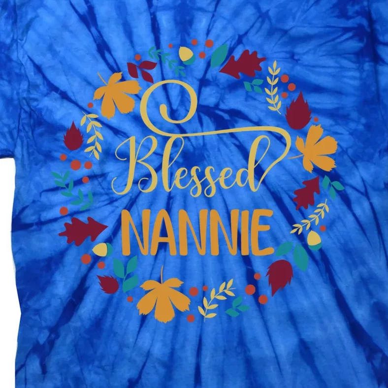 Blessed Nannie Pumpkin Leopard Thankful Grateful Gift Tie-Dye T-Shirt