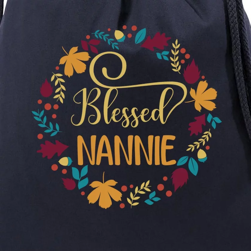 Blessed Nannie Pumpkin Leopard Thankful Grateful Gift Drawstring Bag