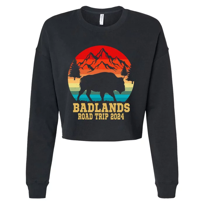 Badlands National Park South Dakota Buffalo Bison Road Trip Cropped Pullover Crew