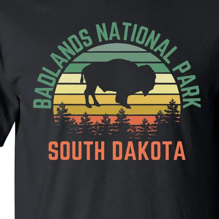 Badlands National Park South Dakota Buffalo Retro Sunset Tall T-Shirt