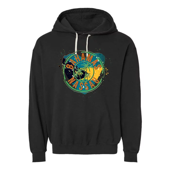 Bahamas Nassau Paint Stamp Emblem Garment-Dyed Fleece Hoodie