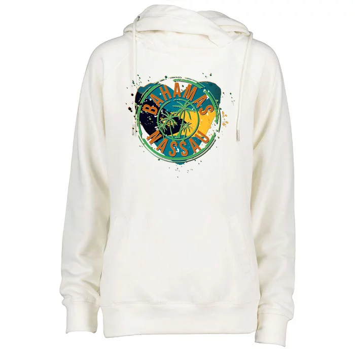 Bahamas Nassau Paint Stamp Emblem Womens Funnel Neck Pullover Hood