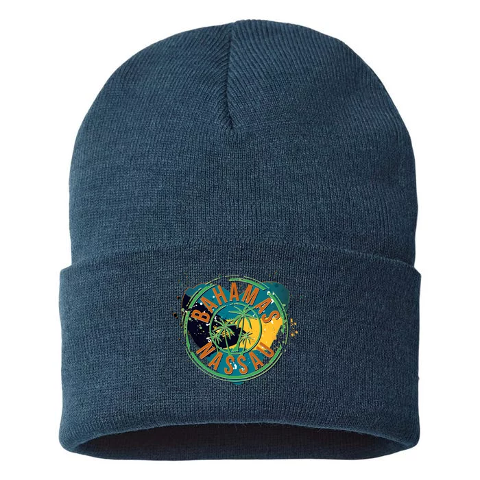 Bahamas Nassau Paint Stamp Emblem Sustainable Knit Beanie