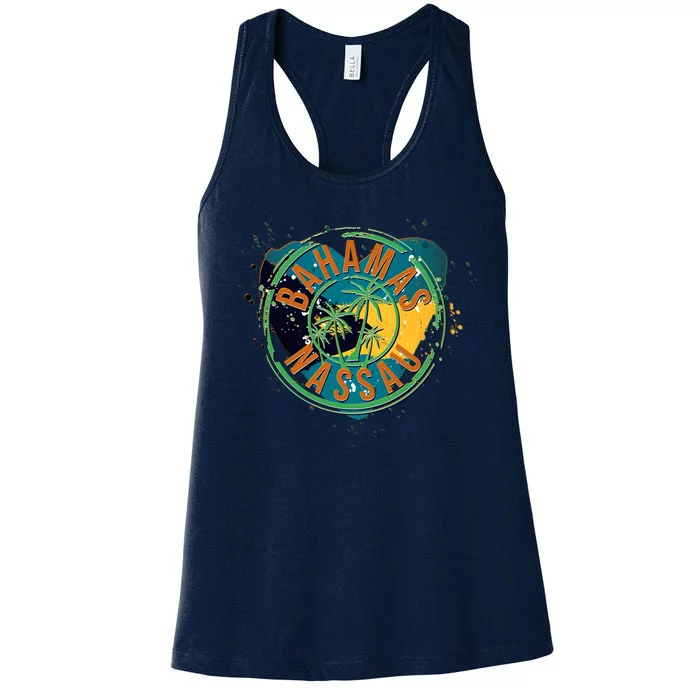 Bahamas Nassau Paint Stamp Emblem Women's Racerback Tank