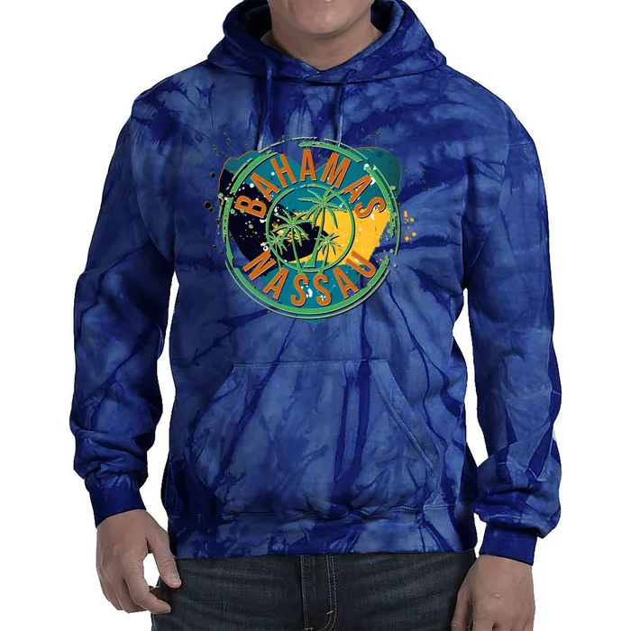 Bahamas Nassau Paint Stamp Emblem Tie Dye Hoodie