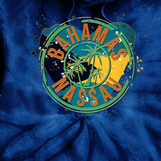 Bahamas Nassau Paint Stamp Emblem Tie Dye Hoodie