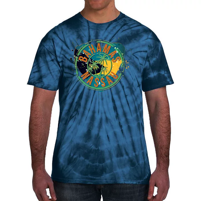 Bahamas Nassau Paint Stamp Emblem Tie-Dye T-Shirt