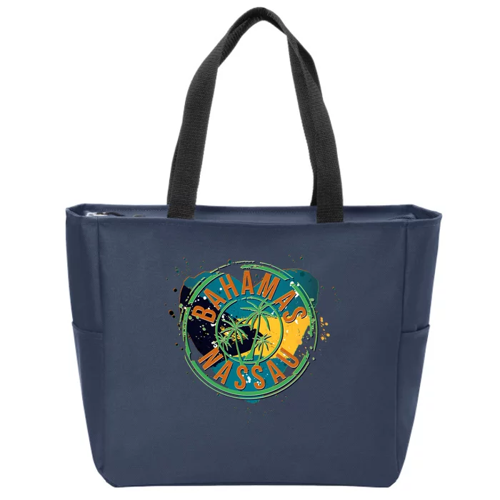 Bahamas Nassau Paint Stamp Emblem Zip Tote Bag