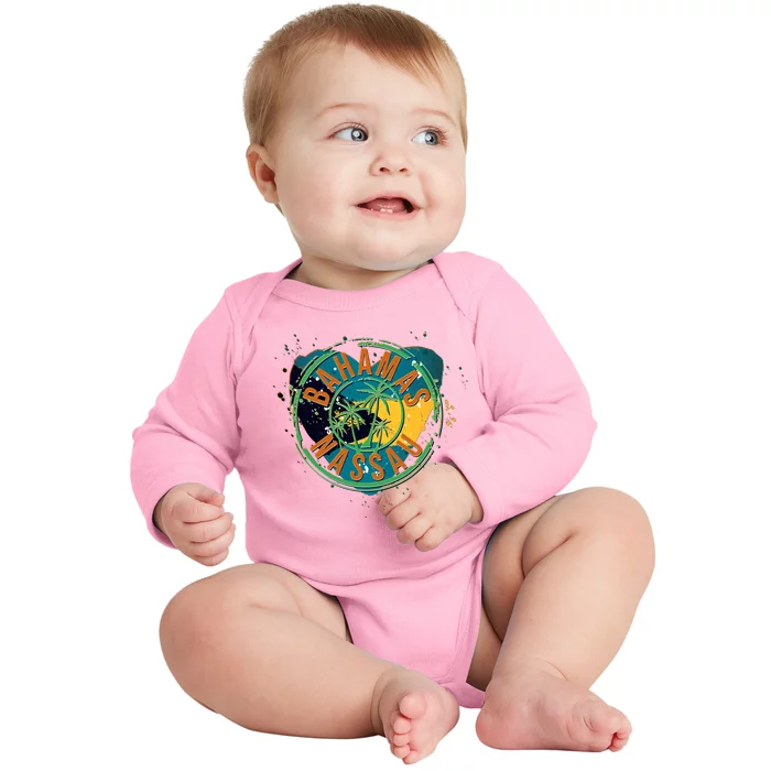 Bahamas Nassau Paint Stamp Emblem Baby Long Sleeve Bodysuit