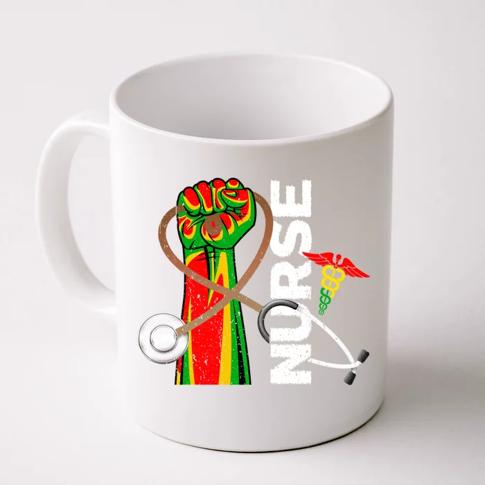 Black Nurse Practitioner Black History Month Fist Juneteenth Meaningful Gift Front & Back Coffee Mug