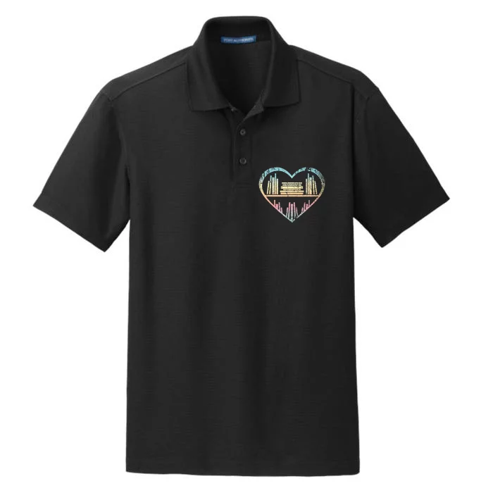 Book Nerd Reader Heart Librarian Gift Love Reading Dry Zone Grid Performance Polo