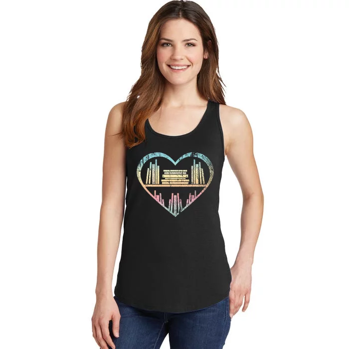 Book Nerd Reader Heart Librarian Gift Love Reading Ladies Essential Tank