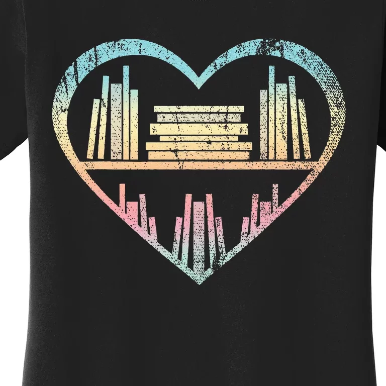 Book Nerd Reader Heart Librarian Gift Love Reading Women's T-Shirt