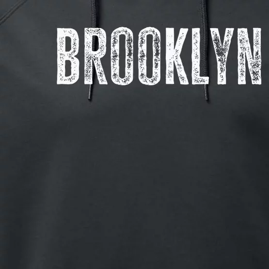 Brooklyn Ny Retro Text New York Love Brooklyn Bridge Performance Fleece Hoodie