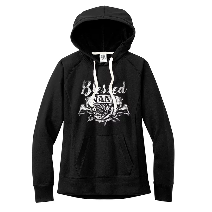 Blessed Nana Rose Thanksgiving Jesus Devotee Floral Blessed Women's Fleece Hoodie