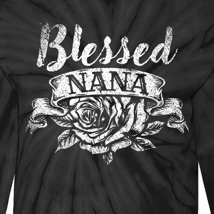 Blessed Nana Rose Thanksgiving Jesus Devotee Floral Blessed Tie-Dye Long Sleeve Shirt