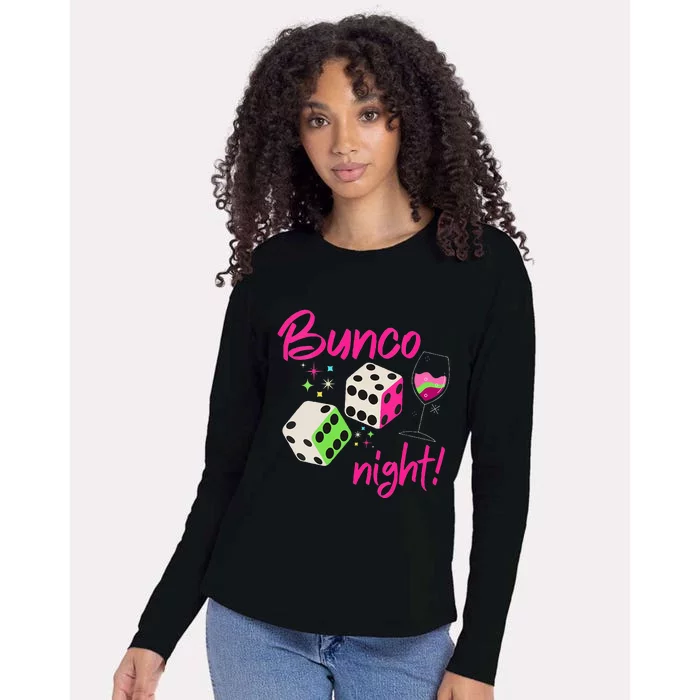 Bunco Night Retro Dice Wine Prize Womens Cotton Relaxed Long Sleeve T-Shirt