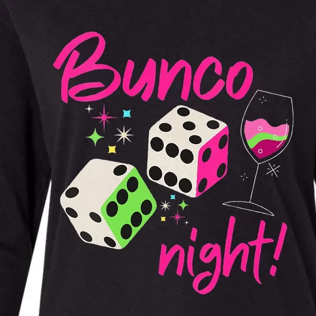 Bunco Night Retro Dice Wine Prize Womens Cotton Relaxed Long Sleeve T-Shirt