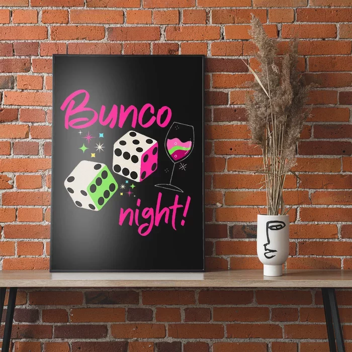 Bunco Night Retro Dice Wine Prize Poster