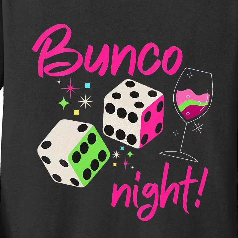 Bunco Night Retro Dice Wine Prize Kids Long Sleeve Shirt