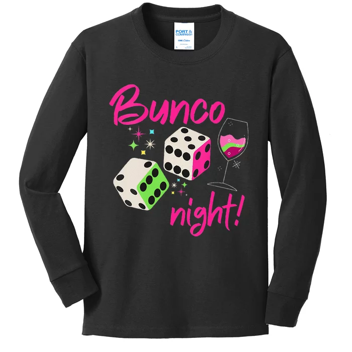 Bunco Night Retro Dice Wine Prize Kids Long Sleeve Shirt