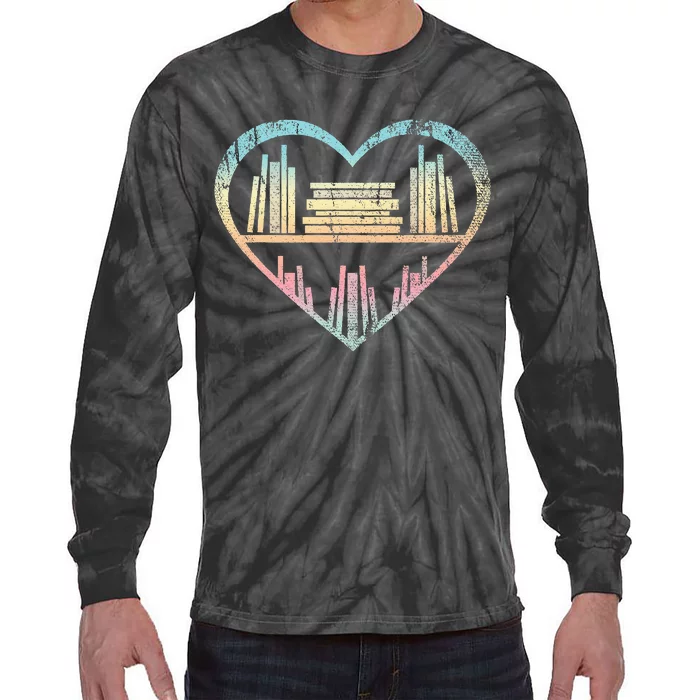 Book Nerd Reader Heart Librarian Gift Love Reading Tie-Dye Long Sleeve Shirt