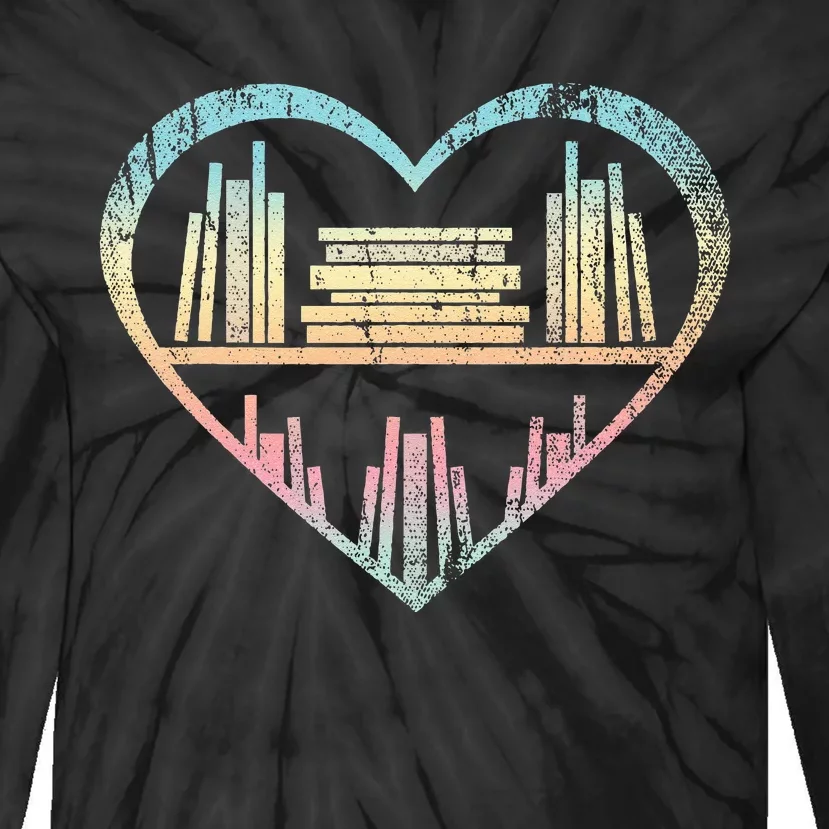 Book Nerd Reader Heart Librarian Gift Love Reading Tie-Dye Long Sleeve Shirt