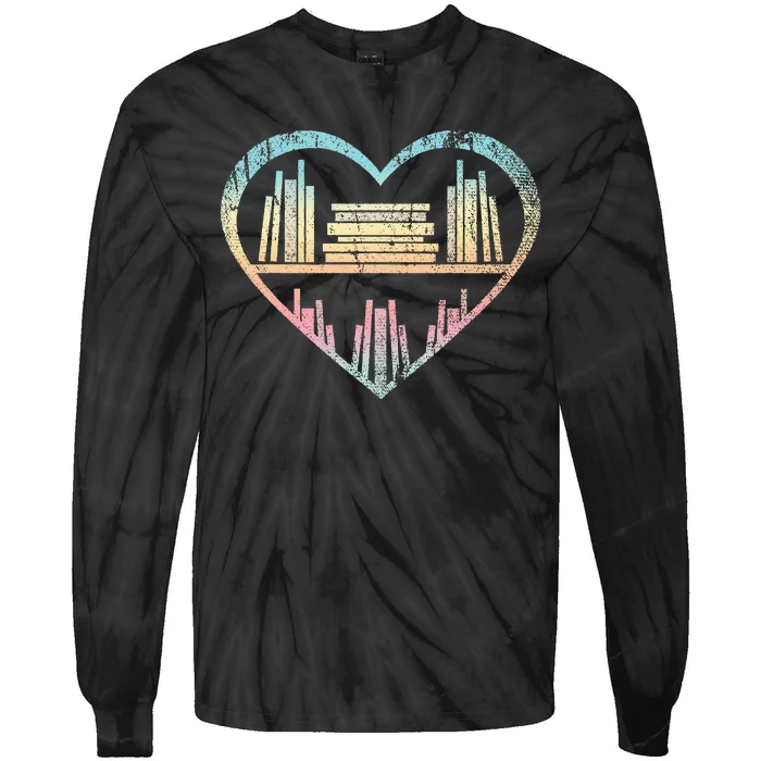 Book Nerd Reader Heart Librarian Gift Love Reading Tie-Dye Long Sleeve Shirt