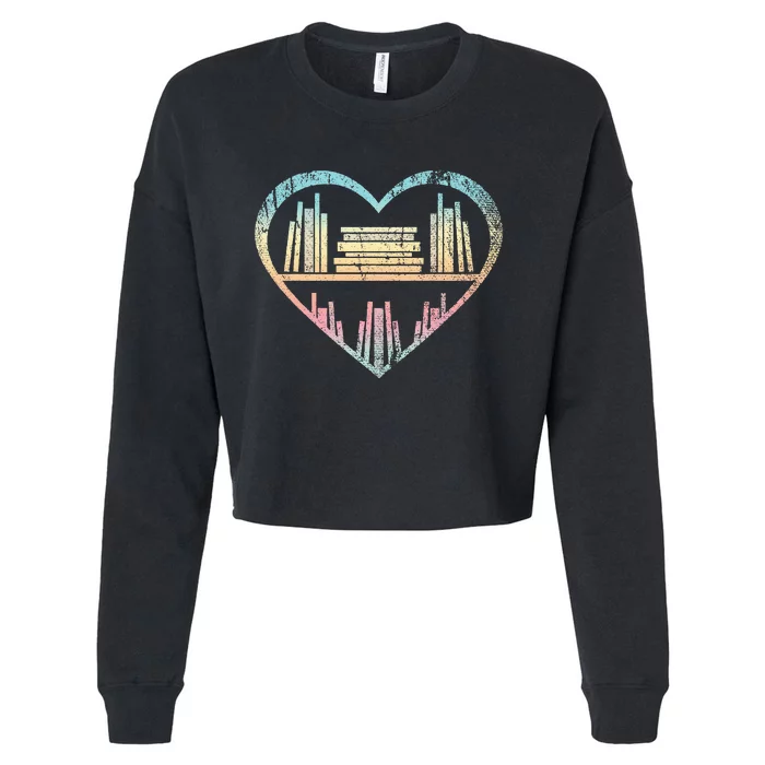 Book Nerd Reader Heart Librarian Gift Love Reading Cropped Pullover Crew