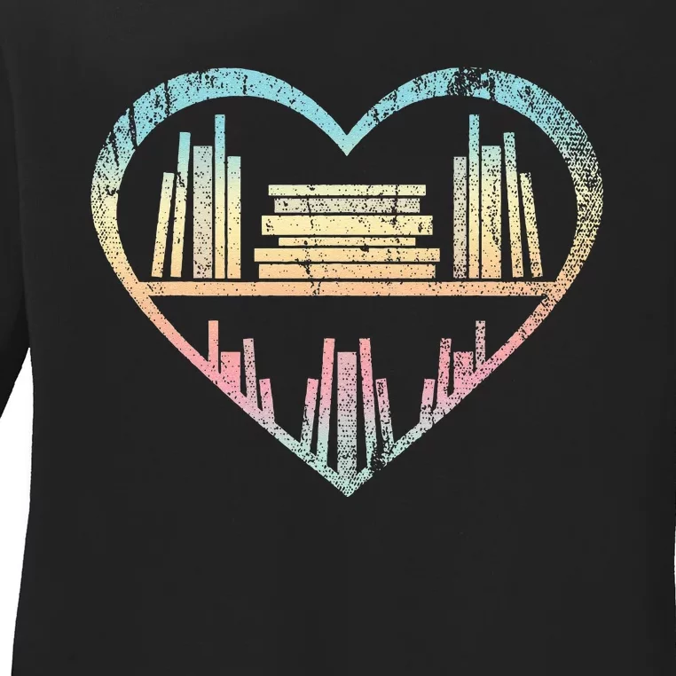 Book Nerd Reader Heart Librarian Gift Love Reading Ladies Long Sleeve Shirt