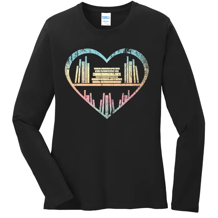 Book Nerd Reader Heart Librarian Gift Love Reading Ladies Long Sleeve Shirt